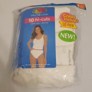 Nib  Fruit of the Loom ladies 10 pack hi-cut